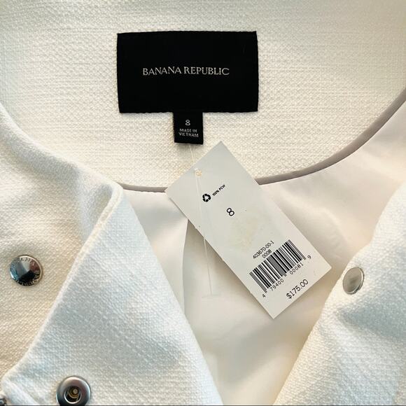 $175 BANANA REPUBLIC NWT Zip Up White/Cream Blazer Jacket Coat - Size 8 - Picture 6 of 11